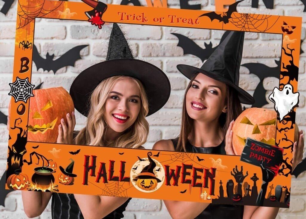 Halloween party photo booth rental setup